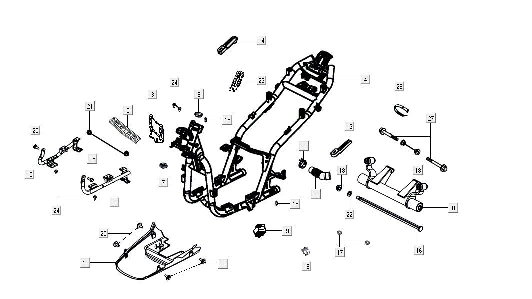 Frame parts Kymco Agility 16'+ 4-stroke injection euro4 black