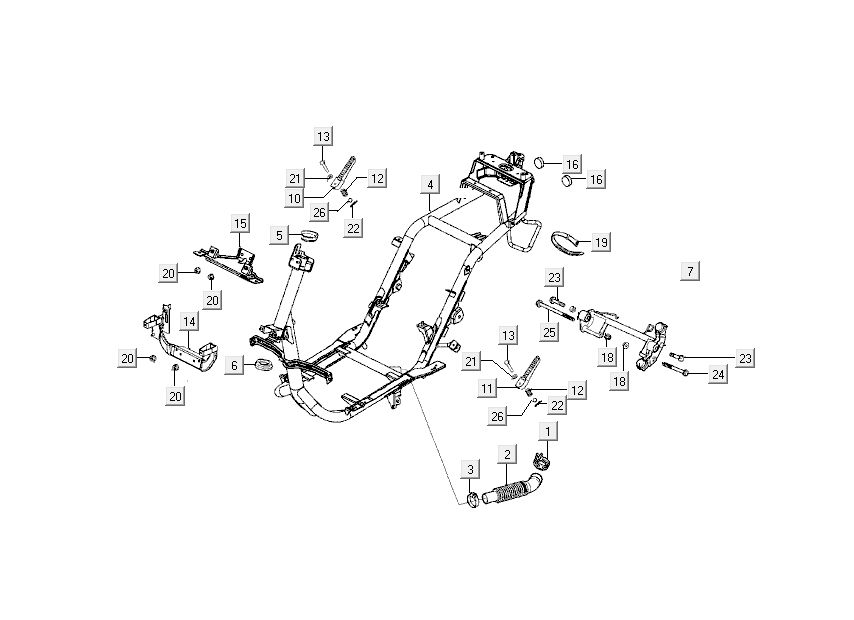 frame Kymco Super9 ac o.m 2-stroke matt black Red