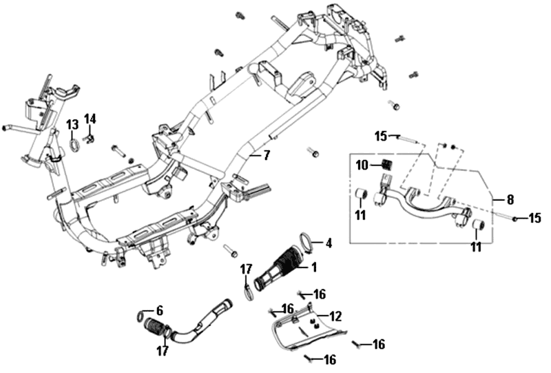 Frame Engine Suspension Sym Fiddle II (BK-7c) iron grey