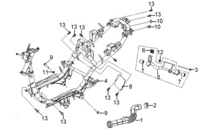 Frame/ engine suspension Sym X'PRO 125