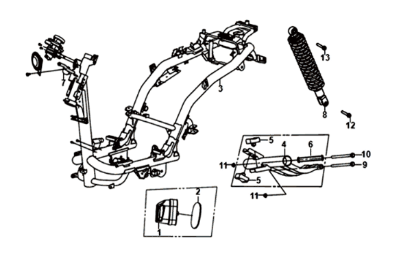 Frame / ophanging Sym Orbit III 125I E4