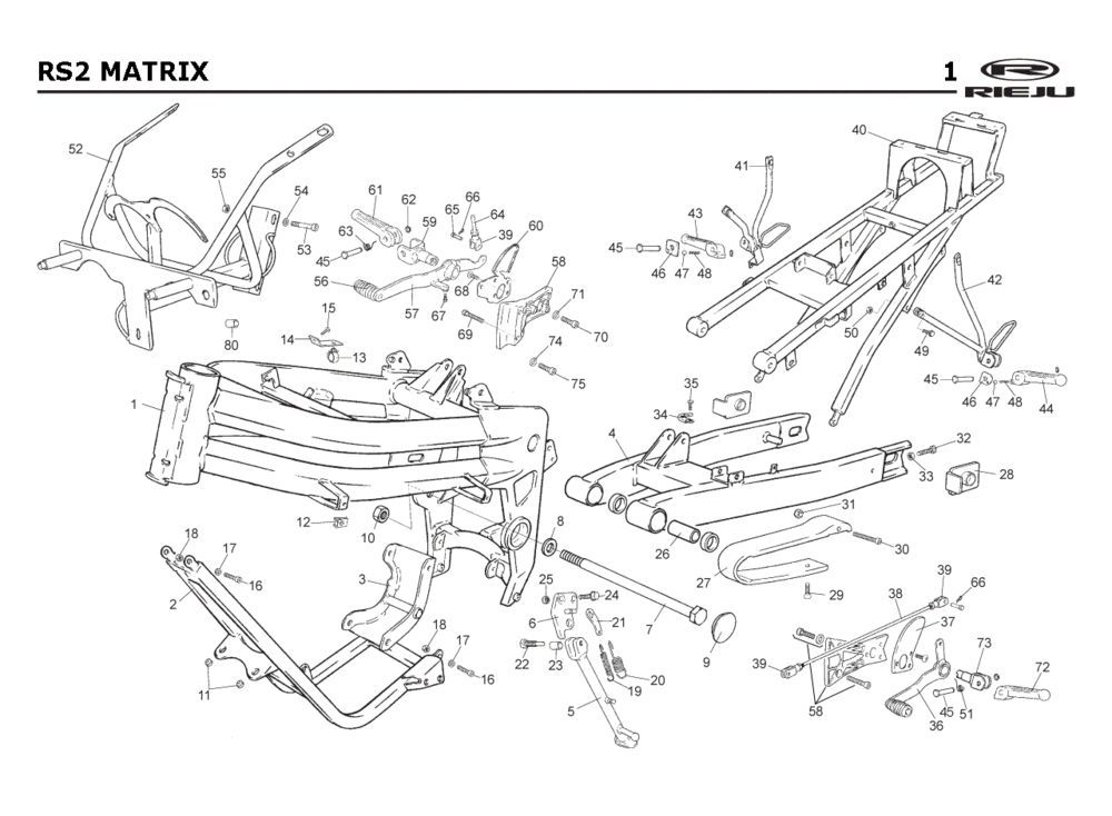 Frame Rieju Rs2 yellow 2005 2-stroke