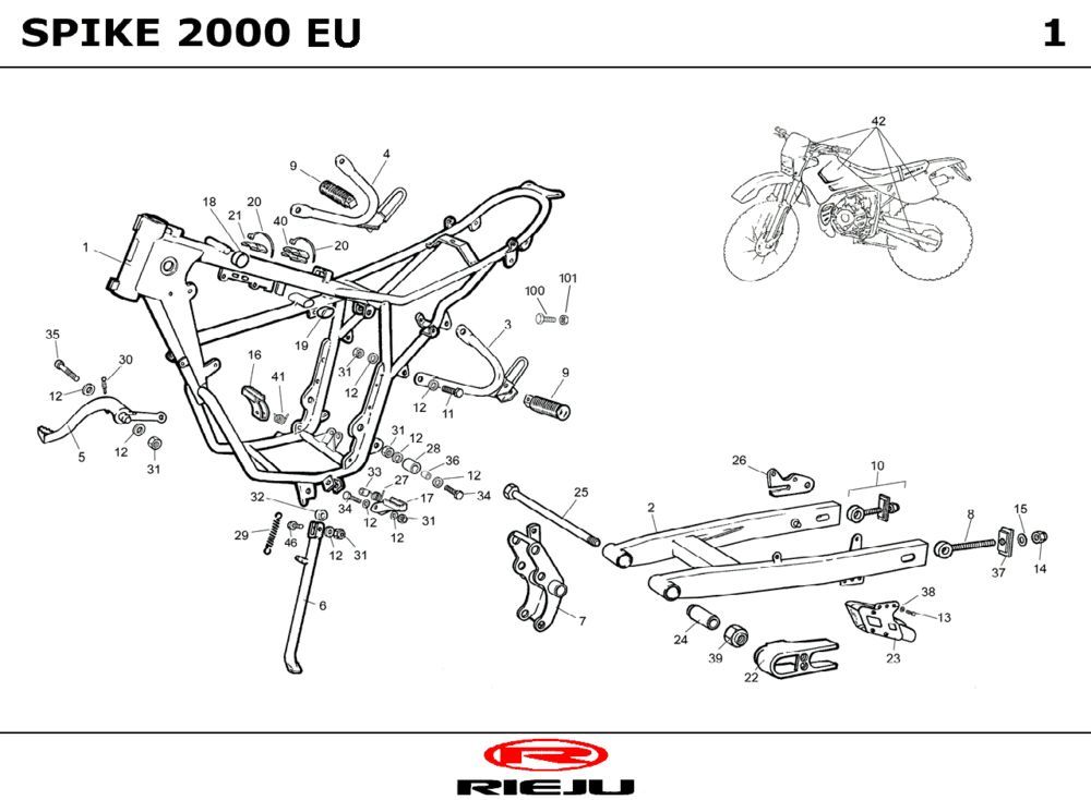 Frame Rieju Spike sports black 2004 2-stroke