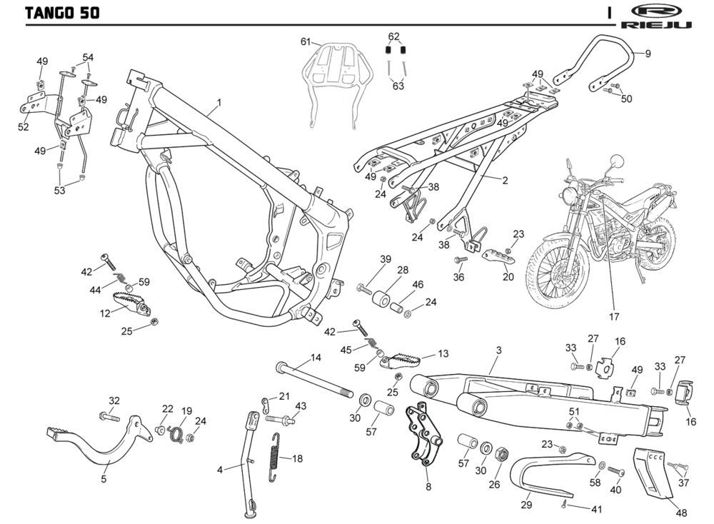 Frame Rieju Tango orange 2009 2-stroke
