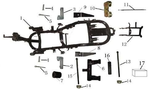 Frame parts China LX black