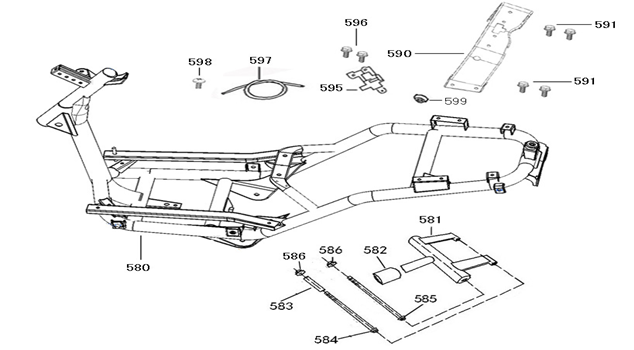 Frame parts China Star50 black red