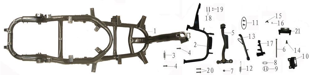 Frame parts China Touring blue