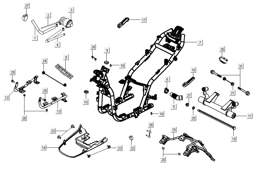 Frame parts Kymco Agility 16'+ 4t matt metalic silver