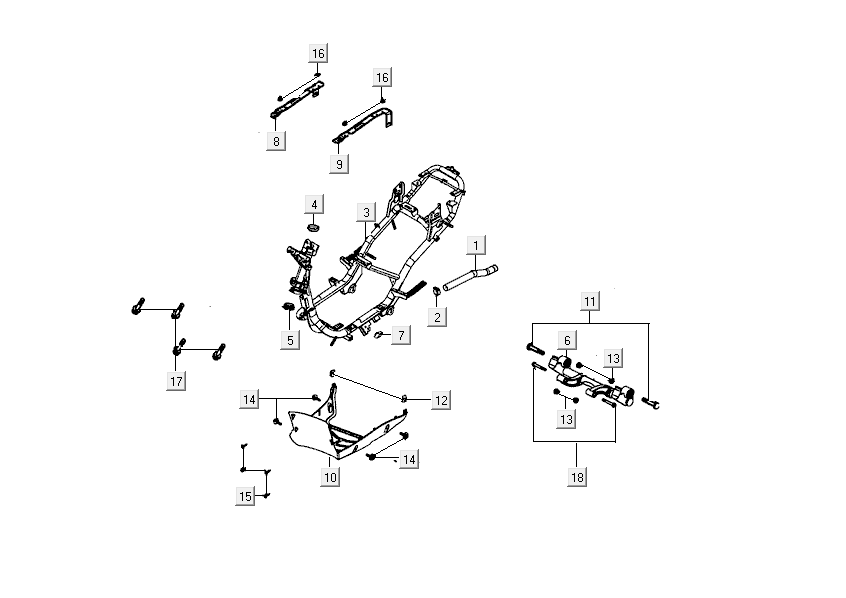 Frame parts kymco Agility Delivery 4-stroke euro4 white