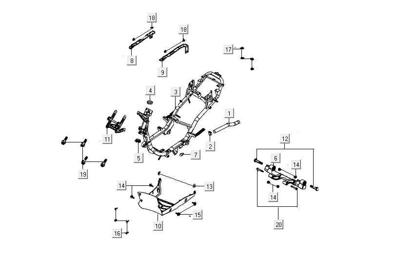 Frame parts Kymco Carry 50 4T AC white