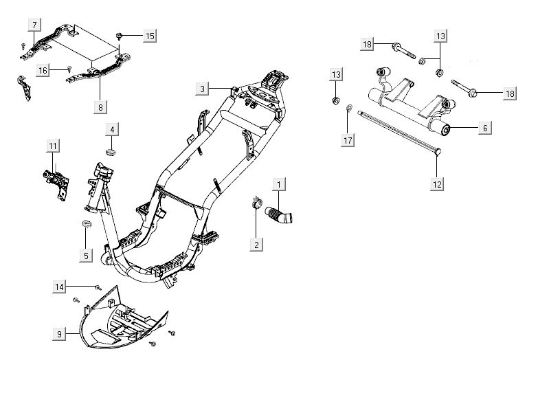 Frame parts Kymco City 16' 4-stroke white
