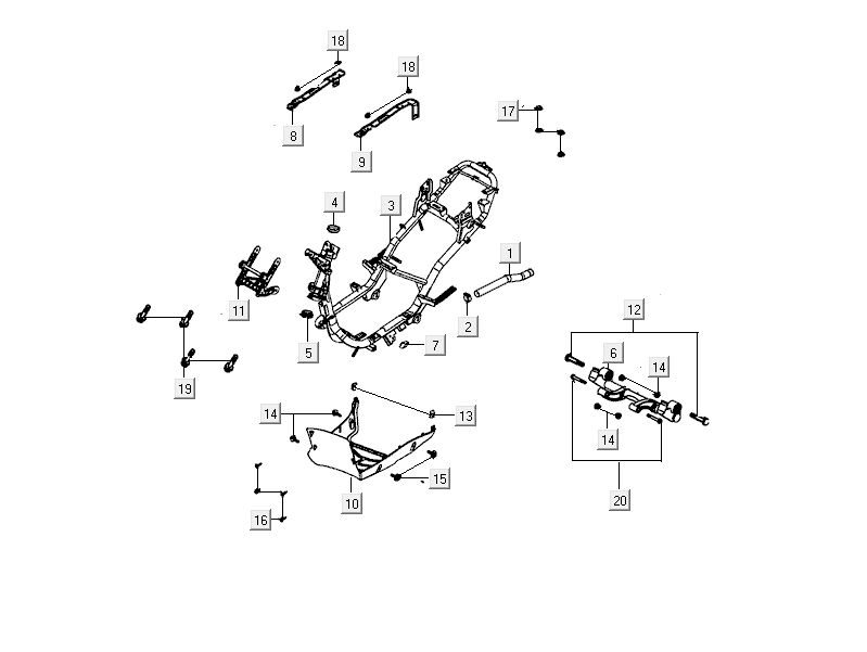 Frame parts Kymco Delivery 50 4T AC black