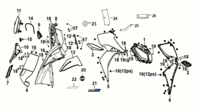 Front cover - inner box Sym Jet 14 125I AC E5 2021-2024 MATT BROWN (BR-497U)