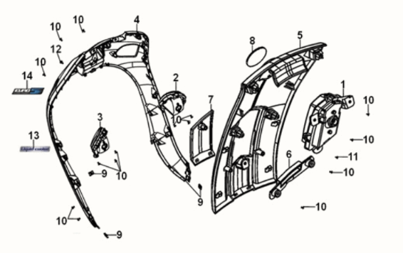 Front cover Sym Fiddle IV 125i LC ABS E5 2020-2021 MAT BLACK (BK-007U)