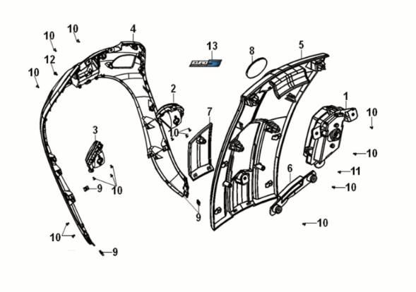 Front cover Sym Fiddle IV 50 E5 Matt Indigo (BUP-275U)