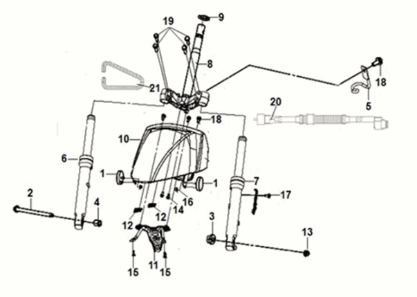 Front fork Sym E-MIO Matte Black (BK-007U/BK-001C)