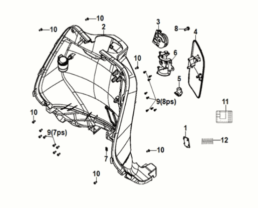Front inner cover Sym Fiddle IV 50 E5 Matt Indigo (BUP-275U)