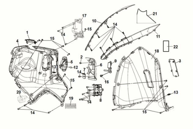 Front inner cover Sym Symphony ST 50 E5 Gray (GY-7547UL)