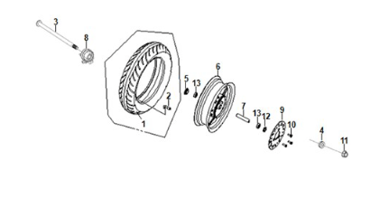 Front wheel Sym E-Fiddle