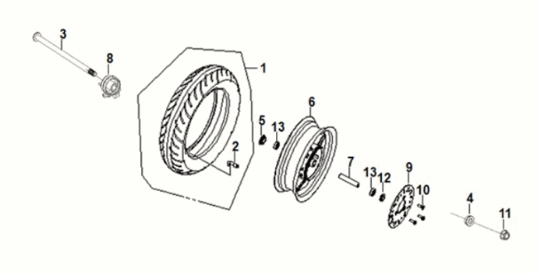 Front wheel Sym Fiddle IV 125i AC CBS E5 2020-2021