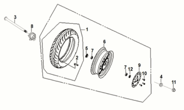 Front wheel Sym Mio 50I E5