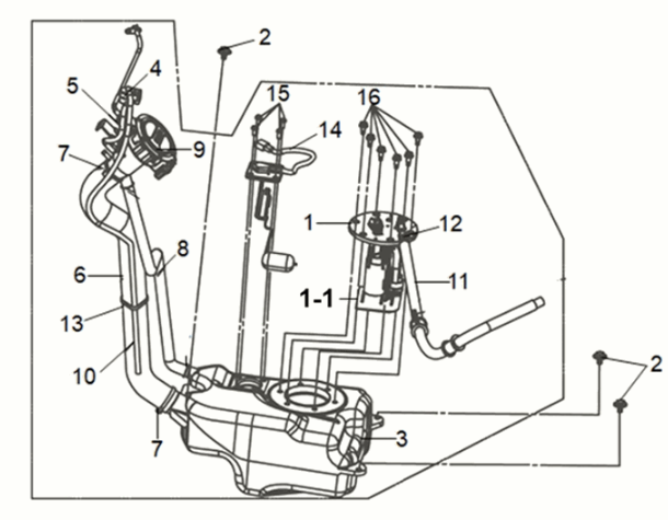 Sym Mio 50I E5 Fuel Tank