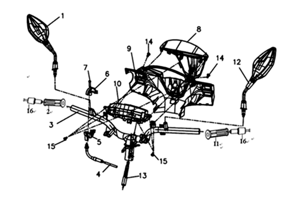 Throttle cable/counter cover Sym Symphony ST 200I White (WH-006)