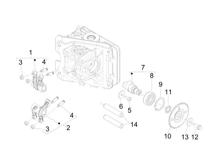 Camshaft Vespa Sprint 45km 4-stroke 4-valve