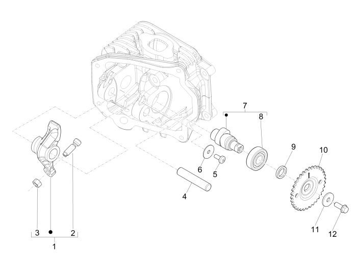 Camshaft Vespa Primavera 25km 4-stroke 2-valve