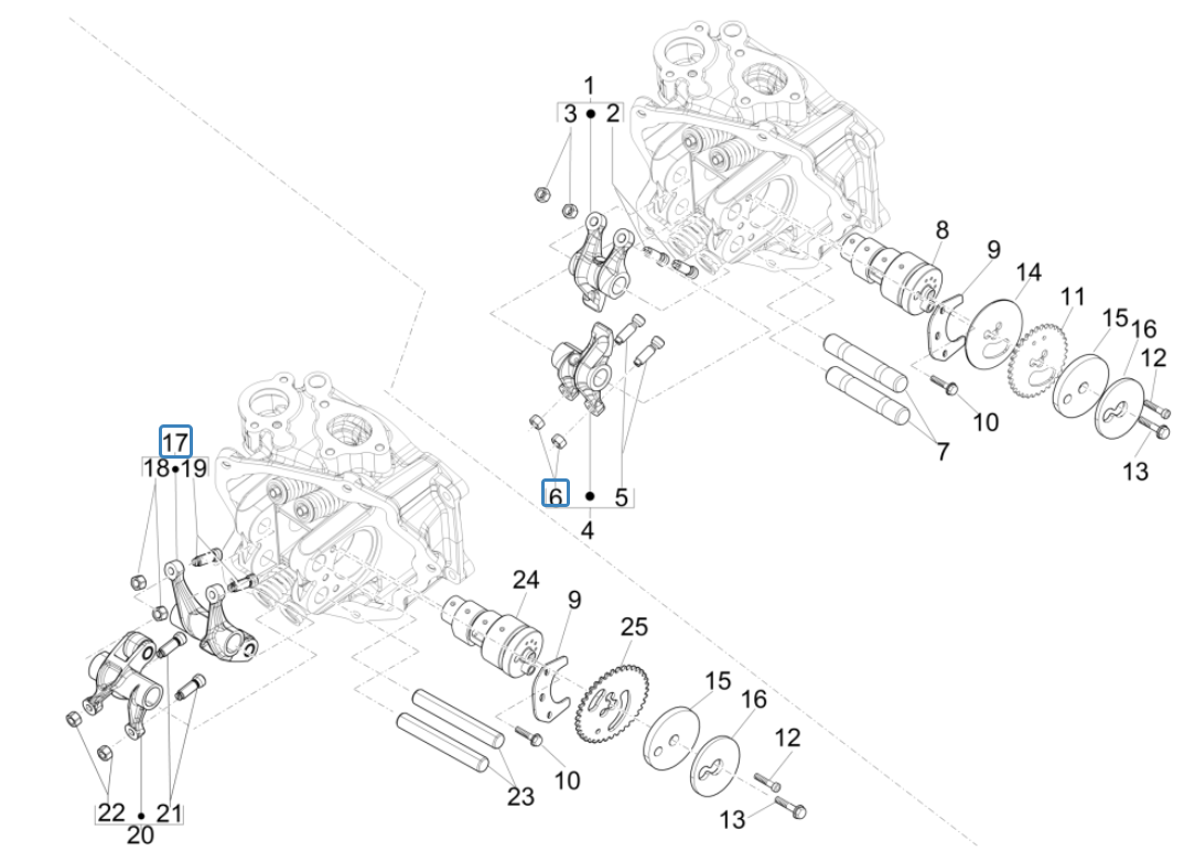 Group balancing support Piaggio Beverly 125 RST 4T 4V IE E3 2010-2015 (EMEA)