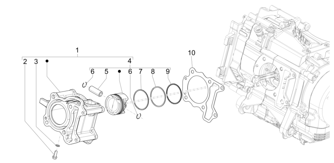 Vespa GTS 125 4T E4 ABS 2019 cylinder piston pin group (EMEA)
