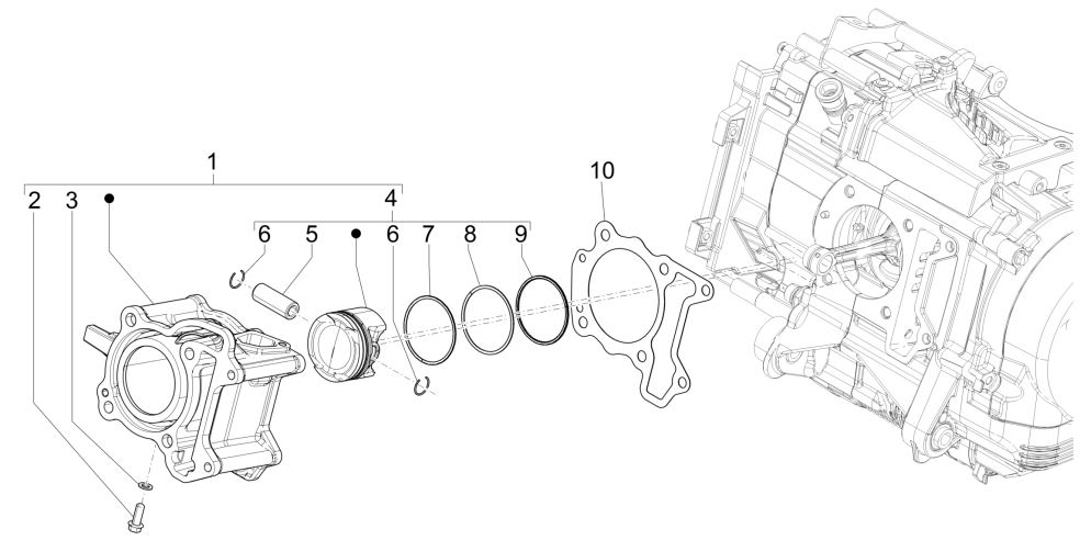 Vespa GTS 125 4T E5 ABS 2021 (EMEA) cylinder piston pin group