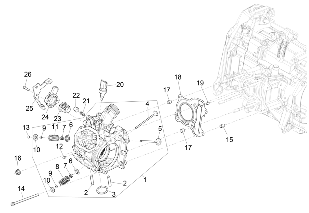 Group head - Valves - Vespa GTS 125 4T E5 ABS 2021 (EMEA)