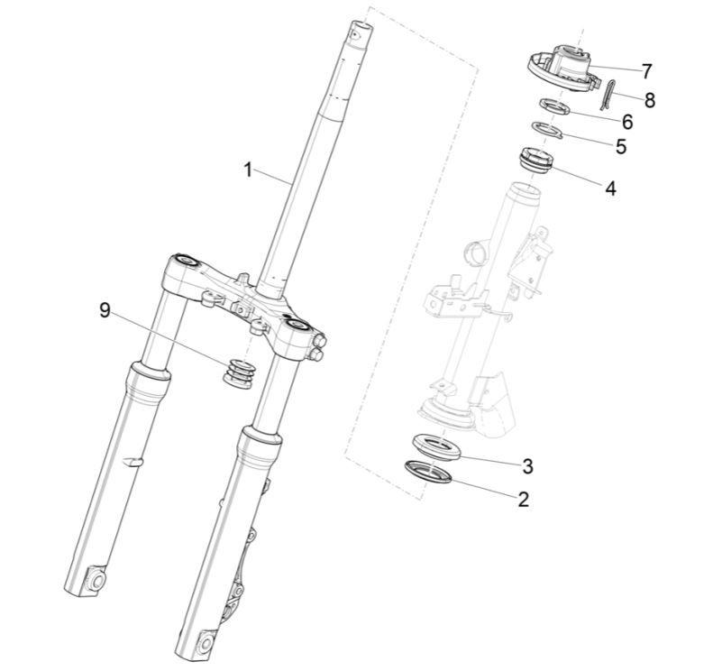Piaggio Medley 125 ABS E5 2021-2022 steering bearing group (EMEA)