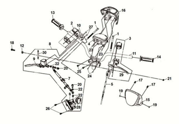 Handlebar Sym E-MIO Matte Black (BK-007U/BK-001C)