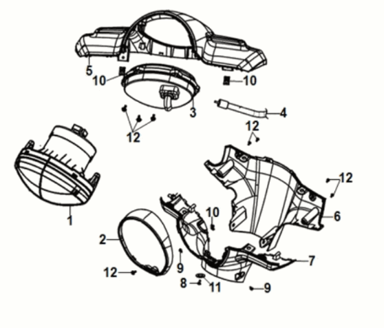 Handle cover - head light Sym Fiddle IV 125i AC CBS E5 2020-2021 NARDO GREY (GY-430C)
