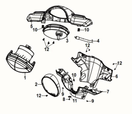 Handle cover - head light Sym Fiddle IV 125i LC ABS E5 2020-2021 WHITE (WH-8028P)