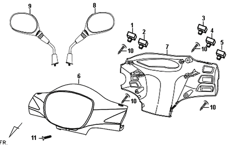 Stuurkappen - Stuurschakelaars - Spiegels Sym Symphony (S880S) silver