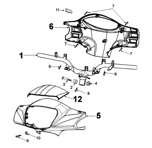 Handlebars Peugeot Tweet 125 EFI YO N SBC E4 2018-2020 SATIN IRON GREY (S3)