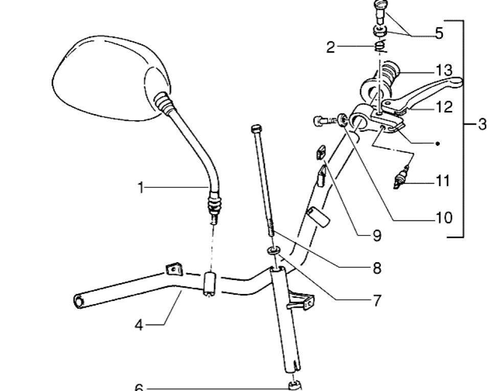 Remhendel links - Stuur - Spiegel Piaggio Zip RST 50 2-takt AC