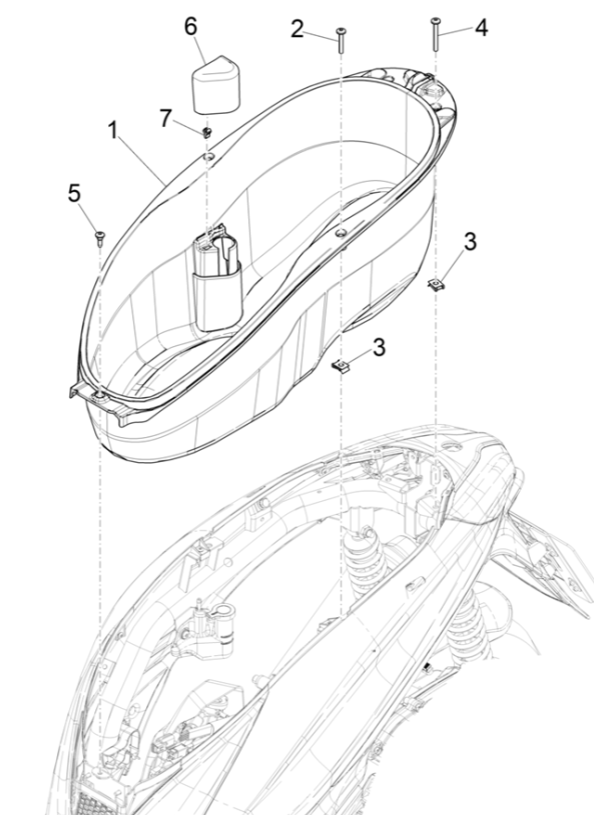 Piaggio Medley 125 ABS E5 2021-2022 helmet box (EMEA)