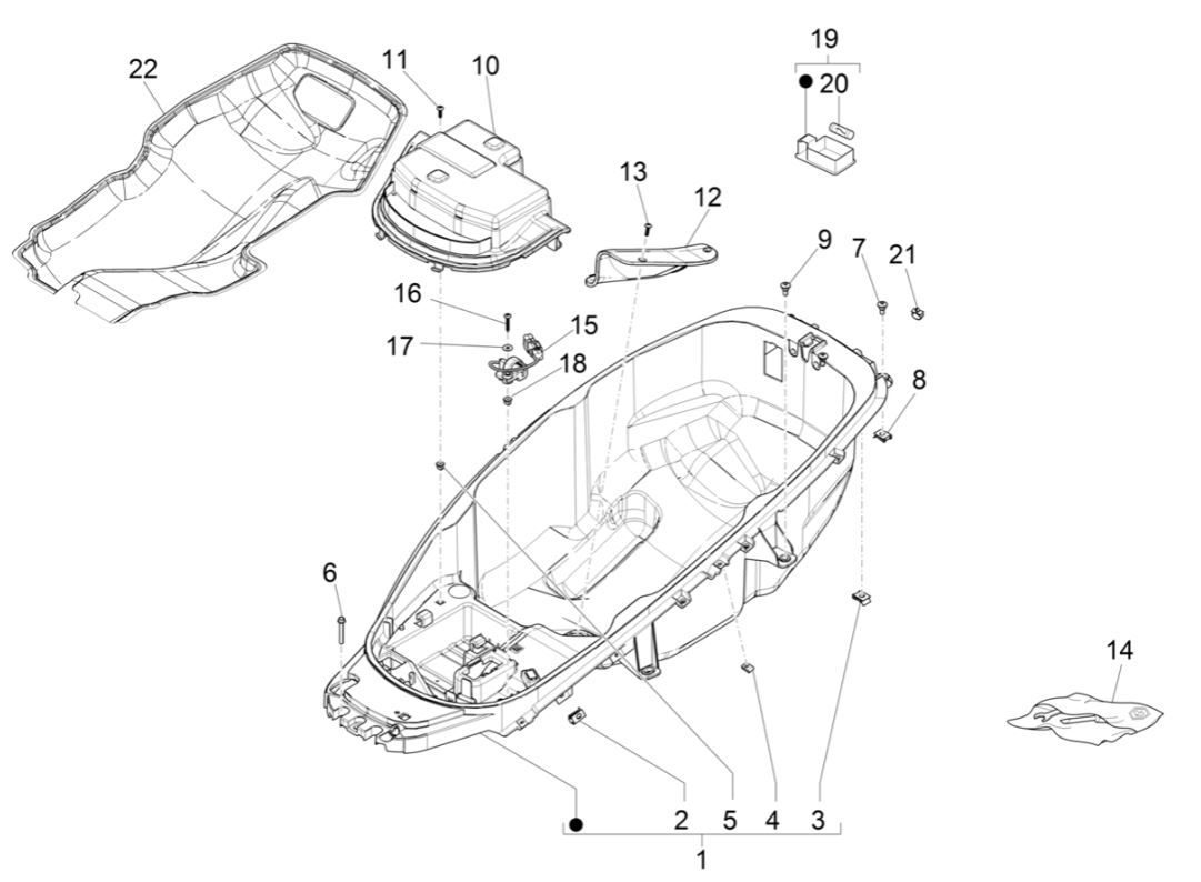 Piaggio MP3 300 ie E4 LT BUSINESS helmet box - SPORT NOABS-ABS 2016 - 2018 (EMEA)