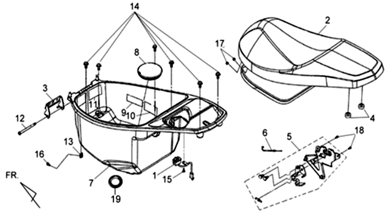 Helmet tray Sym Jet 4 (R086) red