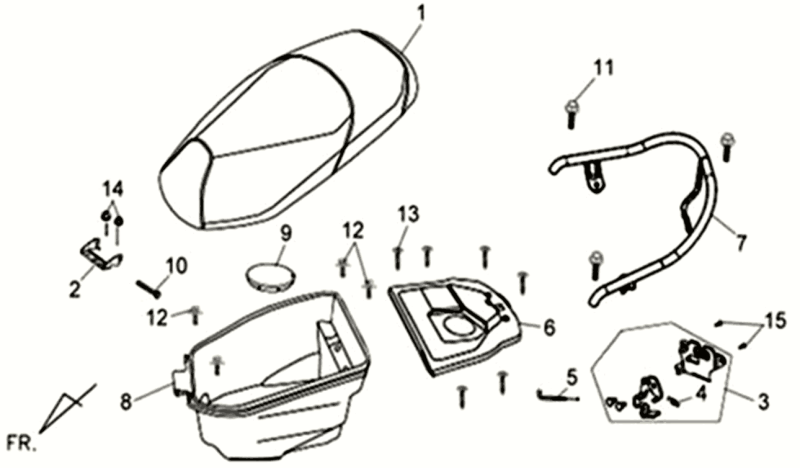 Helmet compartment Sym Allo GT (WH006 S882U) white silver