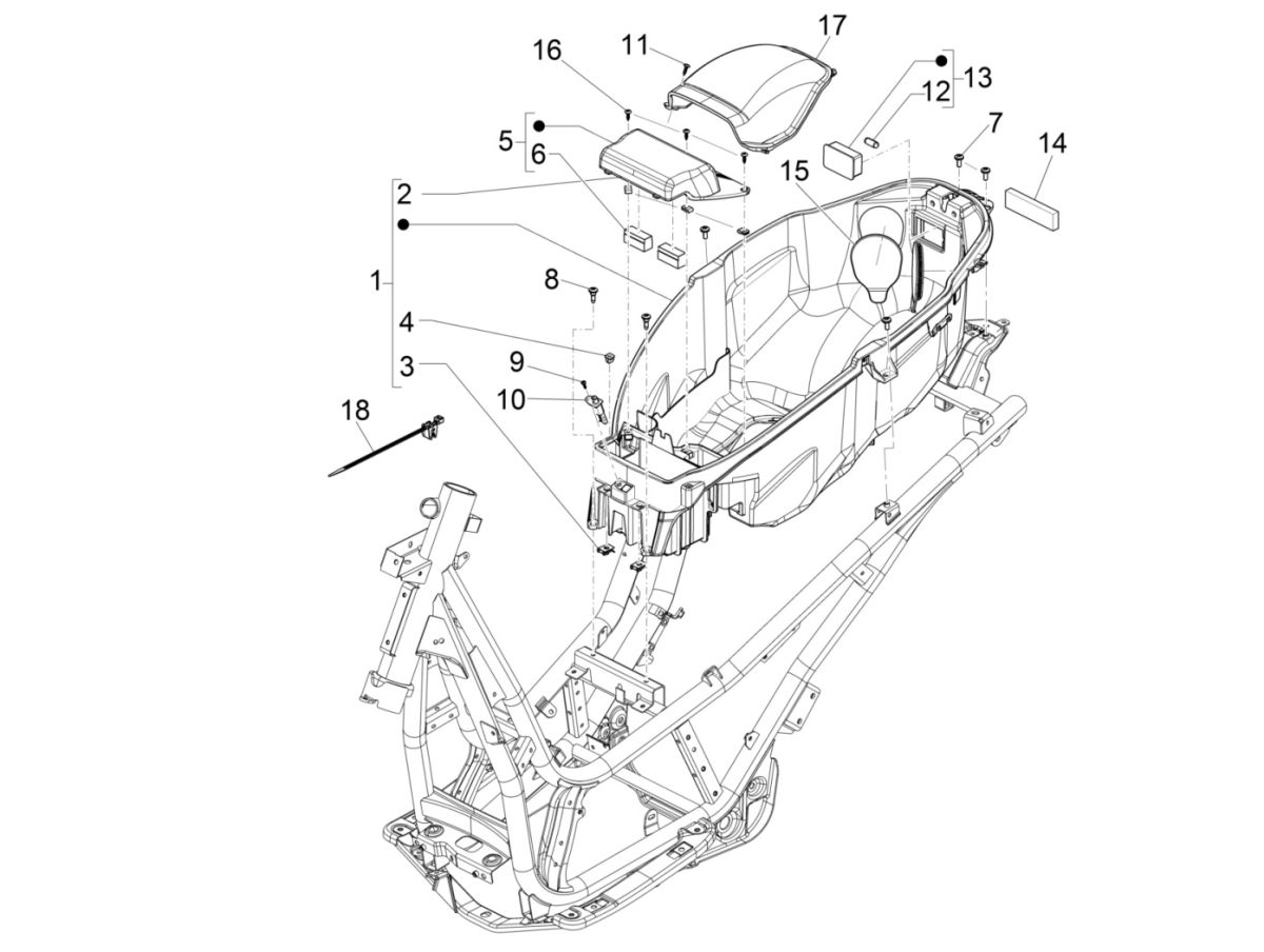 Piaggio Beverly 300 IE ABS E4 2016 - 2020 helmet box (EMEA)