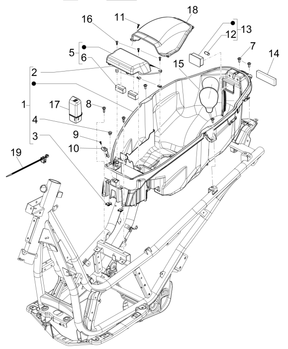 Piaggio Beverly 125 RST 4T 4V IE E3 2010-2015 helmet box (EMEA)