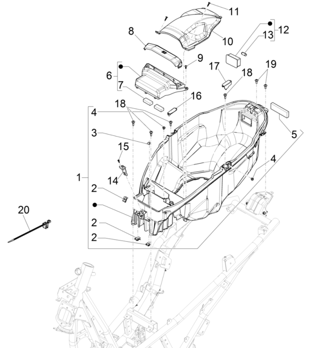 Piaggio Beverly 300 4T 4V HPE ABS E5 2021-2022 helmet box (EMEA)