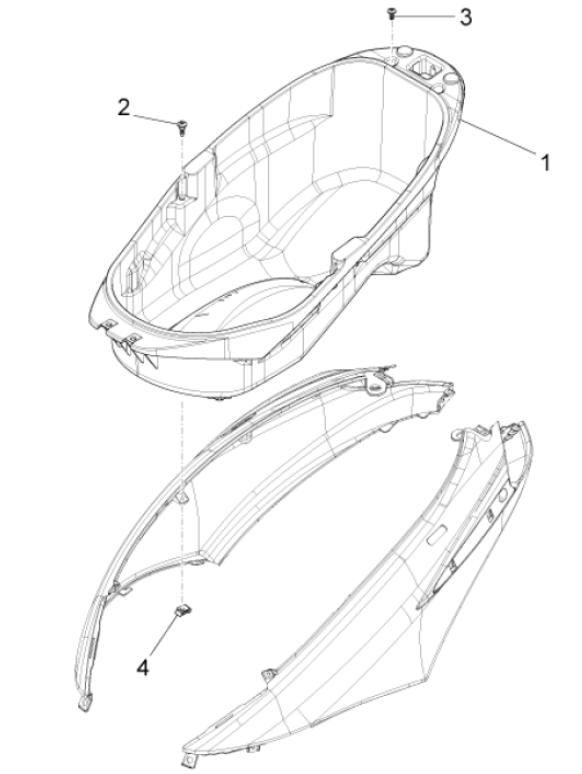 Helmet compartment Piaggio Fly 125 ie 4T 3V AC Euro 3
