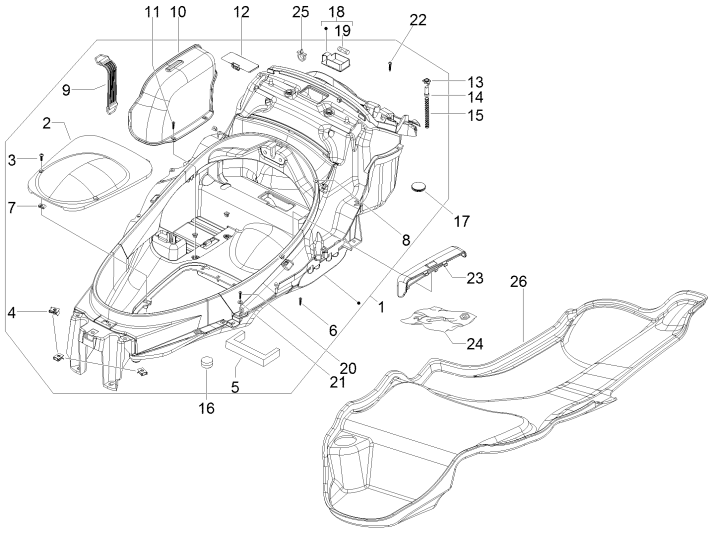 Helmet Bin Piaggio MP3 300LT Sport 2009-2014