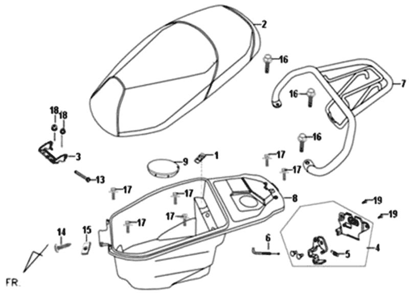 Helmet compartment Sym Fiddle II (BK-7C) iron grey